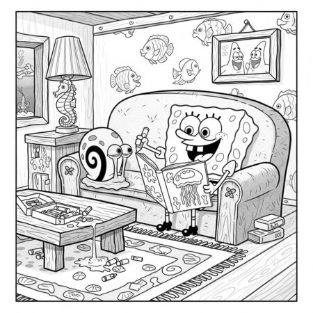 Bob Esponja e Gary (Desenho para Colorir)