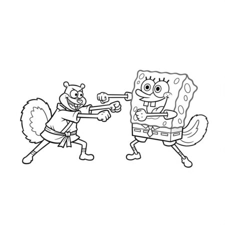 Bob Esponja e Sandy (Desenho para Colorir)