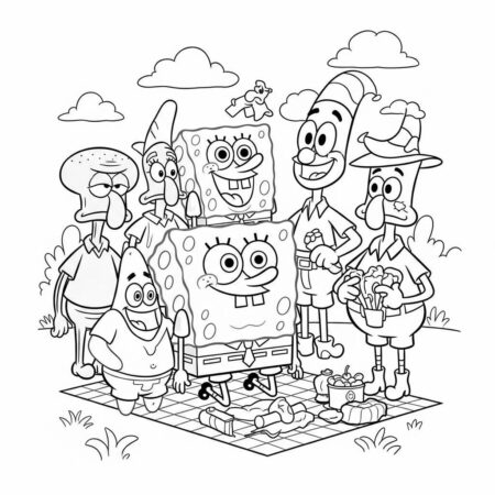 Bob Esponja e Seus Amigos (Desenho para Colorir)