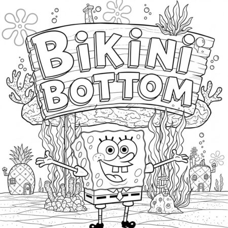 Bob Esponja e a Fenda do Biquini (Desenho para Colorir)