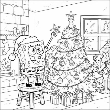 Bob Esponja e a Magia do Natal (Desenho para Colorir)
