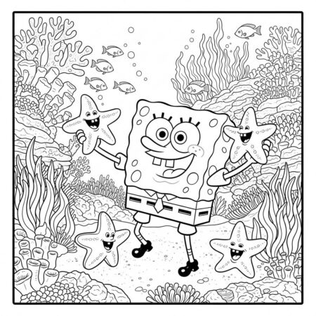 Bob Esponja e as Estrelas do Mar (Desenho para Colorir)