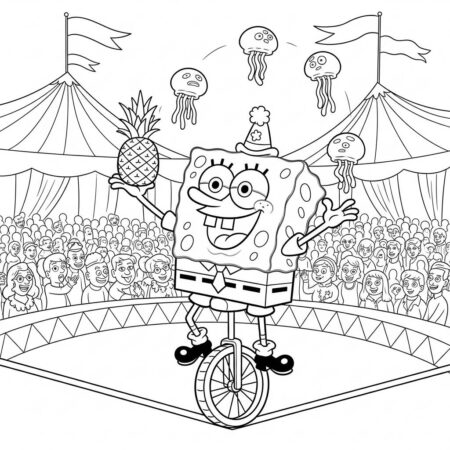 Bob Esponja e o Circo (Desenho para Colorir)