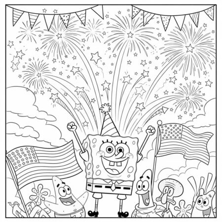 Bob Esponja e o Dia da Independencia (Desenho para Colorir)
