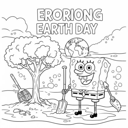 Bob Esponja e o Dia da Terra (Desenho para Colorir)