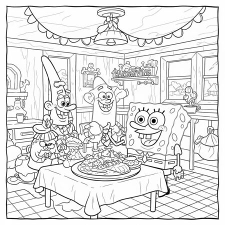 Bob Esponja e o Dia de Acao de Gracas (Desenho para Colorir)