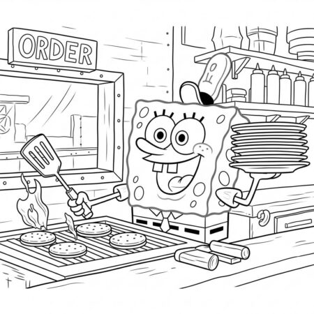 Bob Esponja e o Dia do Trabalho (Desenho para Colorir)