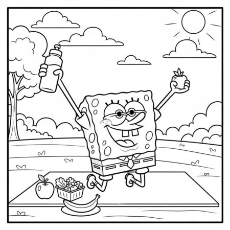 Bob Esponja e o Estilo de Vida Saudavel (Desenho para Colorir)