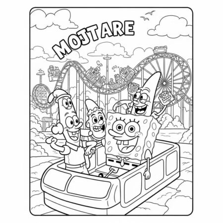 Bob Esponja e o Parque de Diversoes (Desenho para Colorir)