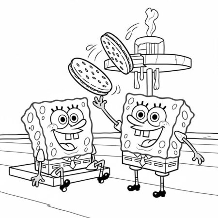 Bob Esponja no Krusty Krab (Desenho para Colorir)