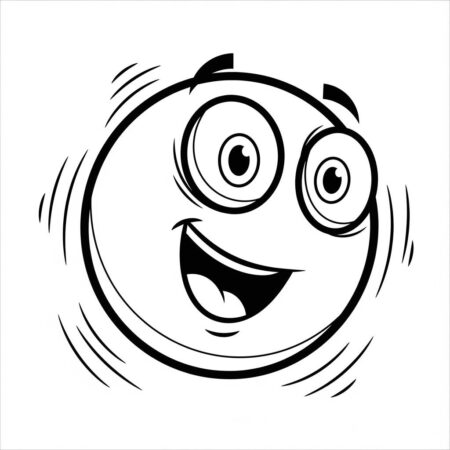 Bola Kawaii Saltitante (Desenho para Colorir)