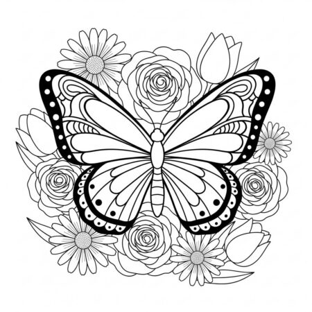 Borboleta Colorida Simples (Desenho para Colorir)