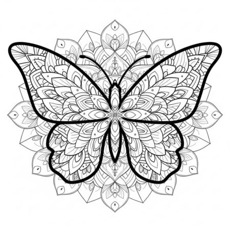 Borboleta Mandala Decorativa (Desenho para Colorir)