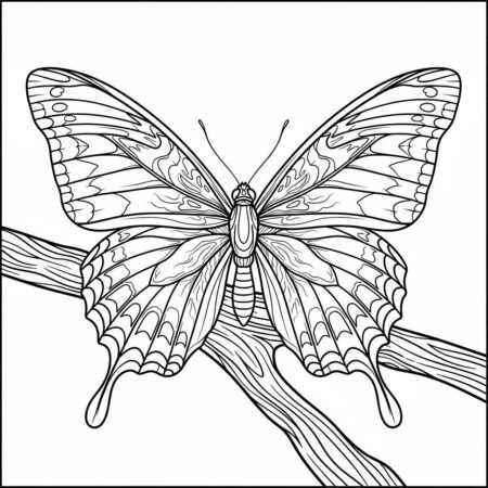 Borboleta Realista Detalhada (Desenho para Colorir)