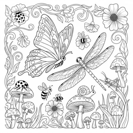 Borboleta e Libelula (Desenho para Colorir)