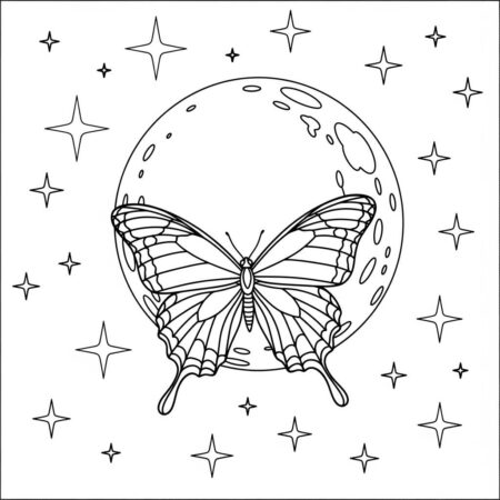 Borboleta e Luar (Desenho para Colorir)
