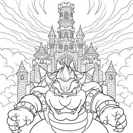 Bowser e Seu Castelo (Desenho para Colorir)