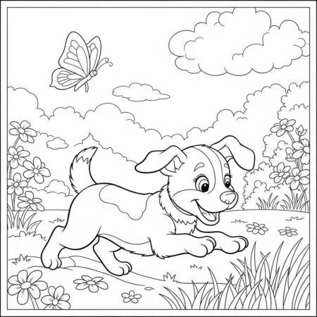 Cachorrinho Brincando (Desenho para Colorir)