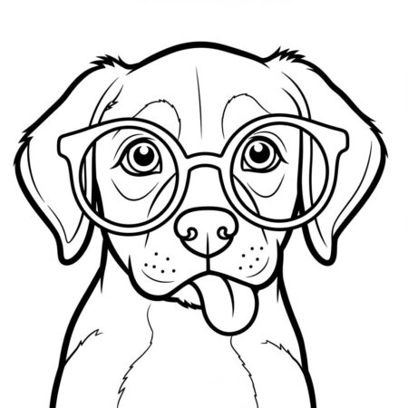 Cachorrinho Kawaii Com Oculos (Desenho para Colorir)