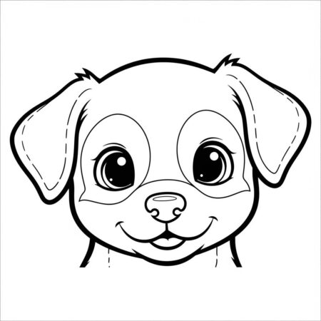 Cachorrinho Kawaii Sorridente (Desenho para Colorir)