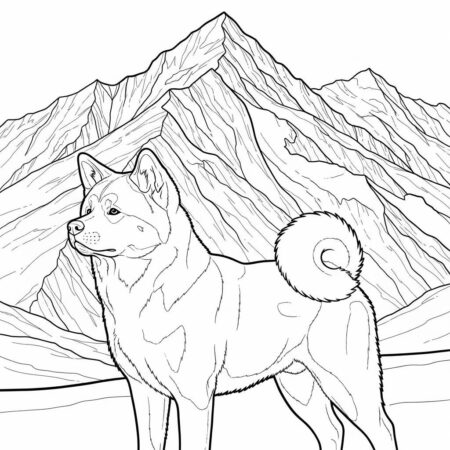 Cachorro Akita (Desenho para Colorir)
