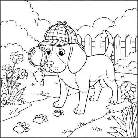 Cachorro Beagle Investigador (Desenho para Colorir)