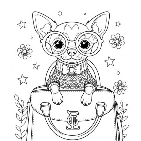 Cachorro Chihuahua Fashion (Desenho para Colorir)