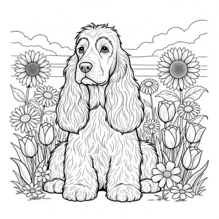 Cachorro Cocker Spaniel (Desenho para Colorir)
