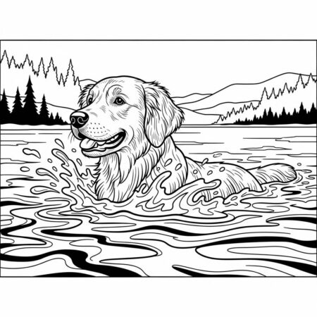 Cachorro Golden Retriever (Desenho para Colorir)