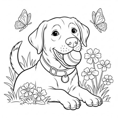 Cachorro Labrador Brincando (Desenho para Colorir)