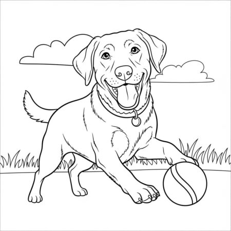 Cachorro Labrador Feliz (Desenho para Colorir)