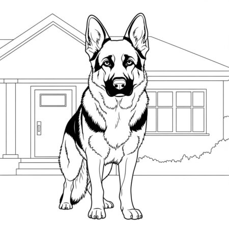 Cachorro Pastor Alemao Protetor (Desenho para Colorir)