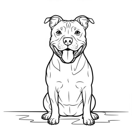 Cachorro Pitbull (Desenho para Colorir)
