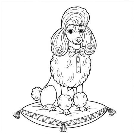 Cachorro Poodle Estiloso (Desenho para Colorir)