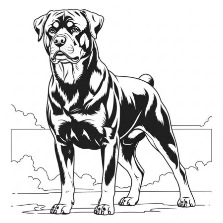 Cachorro Rottweiler (Desenho para Colorir)