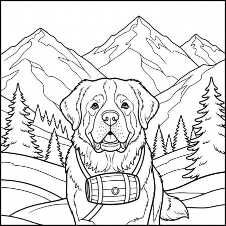 Cachorro Sao Bernardo (Desenho para Colorir)