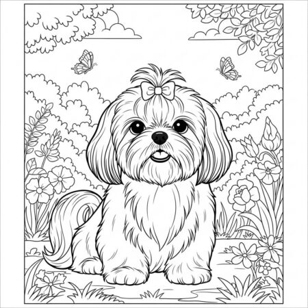 Cachorro Shih Tzu (Desenho para Colorir)