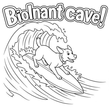 Cachorro Surfista (Desenho para Colorir)