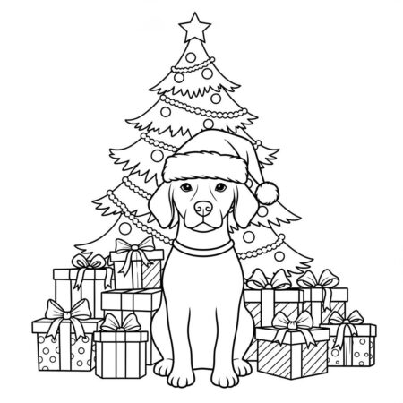 Cachorro de Natal (Desenho para Colorir)
