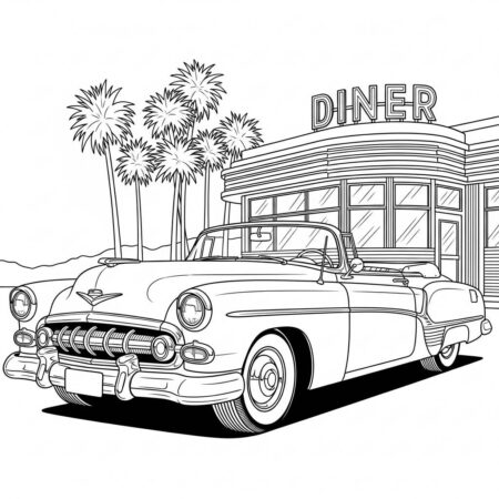 Carro Classico Vintage (Desenho para Colorir)