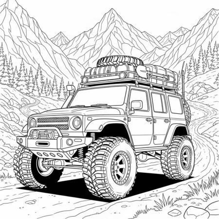 Carro Off Road Aventura (Desenho para Colorir)