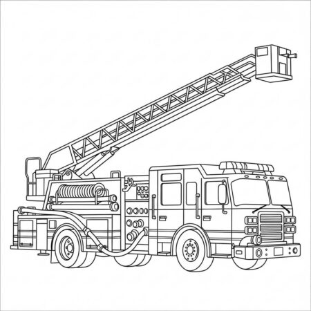 Carro de Bombeiros Heroico (Desenho para Colorir)