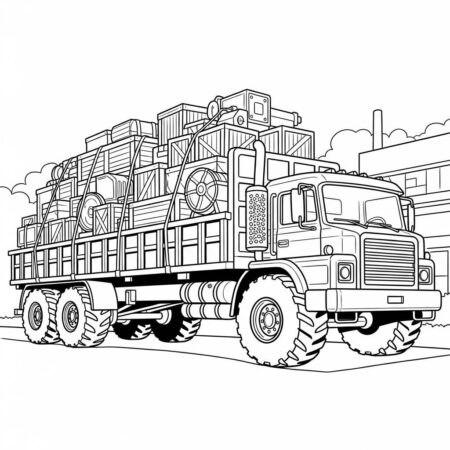 Carro de Carga Industrial (Desenho para Colorir)