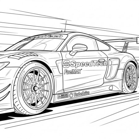Carro de Corrida Competitivo (Desenho para Colorir)