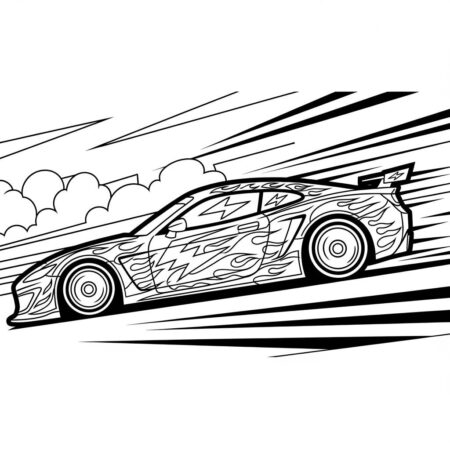 Carro de Corrida Estilizado (Desenho para Colorir)