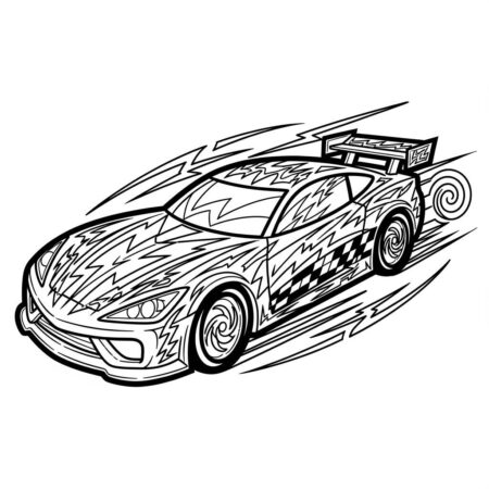 Carro de Corrida Estilizado (Desenho para Colorir)
