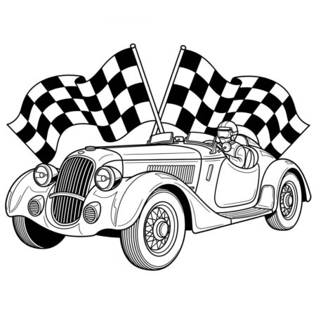 Carro de Corrida Vintage (Desenho para Colorir)