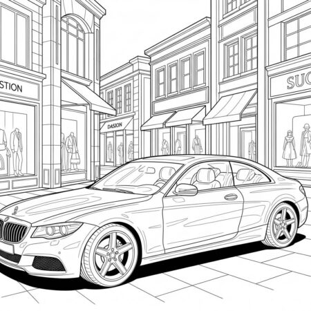 Carro de Luxo Elegante (Desenho para Colorir)