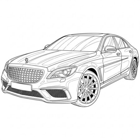 Carro de Luxo Elegante (Desenho para Colorir)