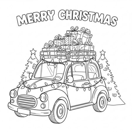 Carro de Natal Festivo (Desenho para Colorir)